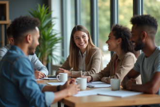 Groupe de professionnels multiculturels en réunion de travail