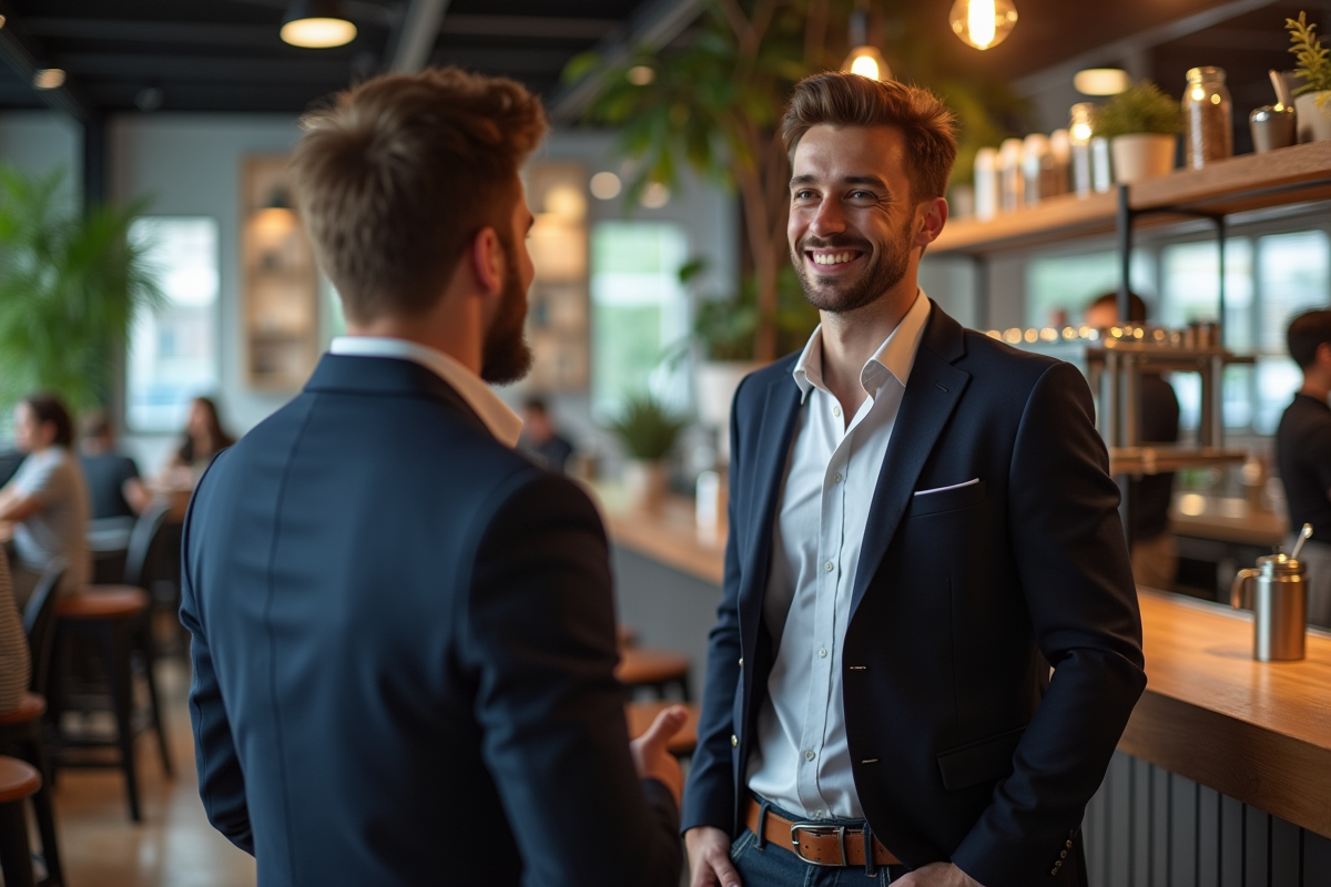 Homme souriant dans un espace de coworking