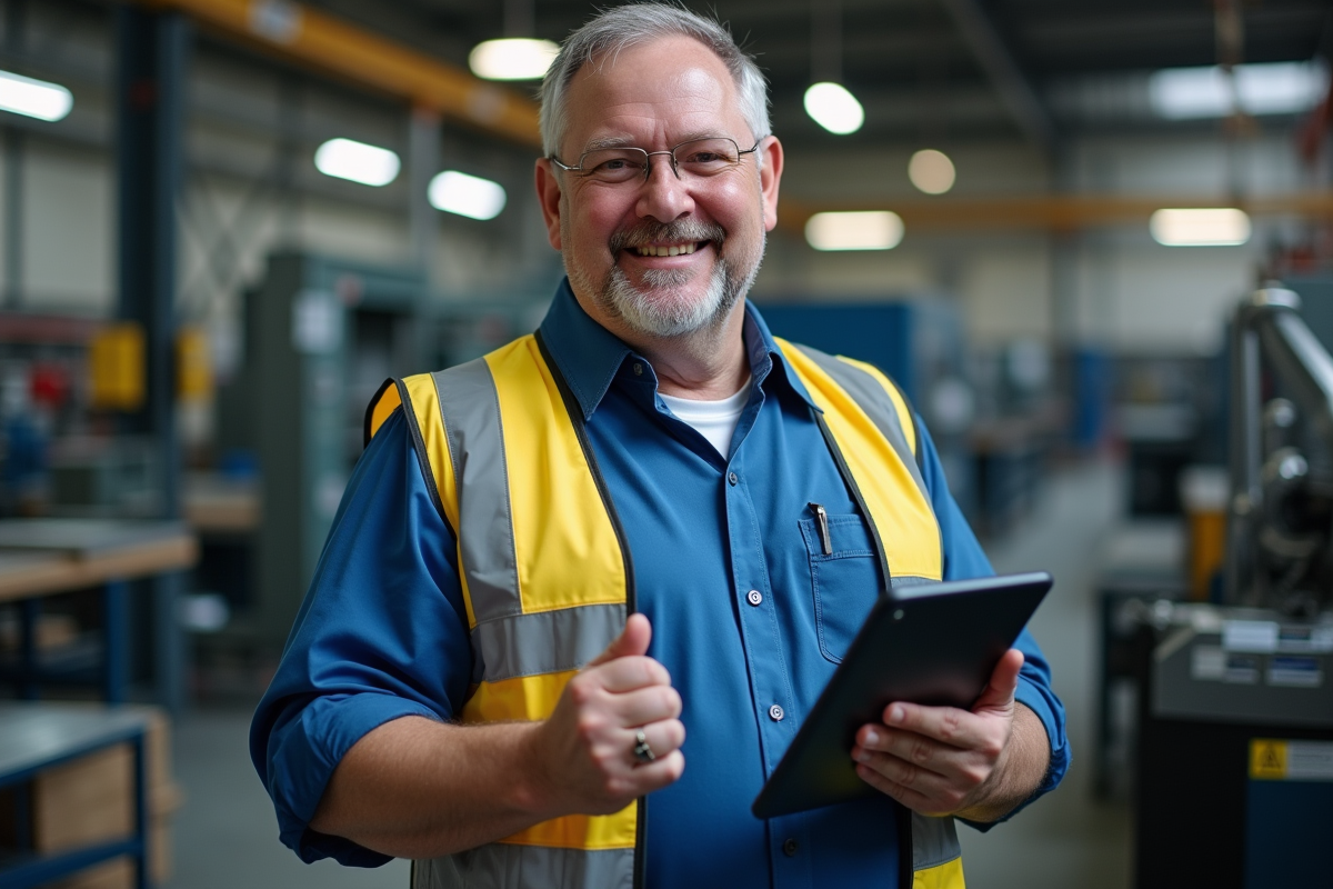 Homme en formation avec certificat dans un atelier
