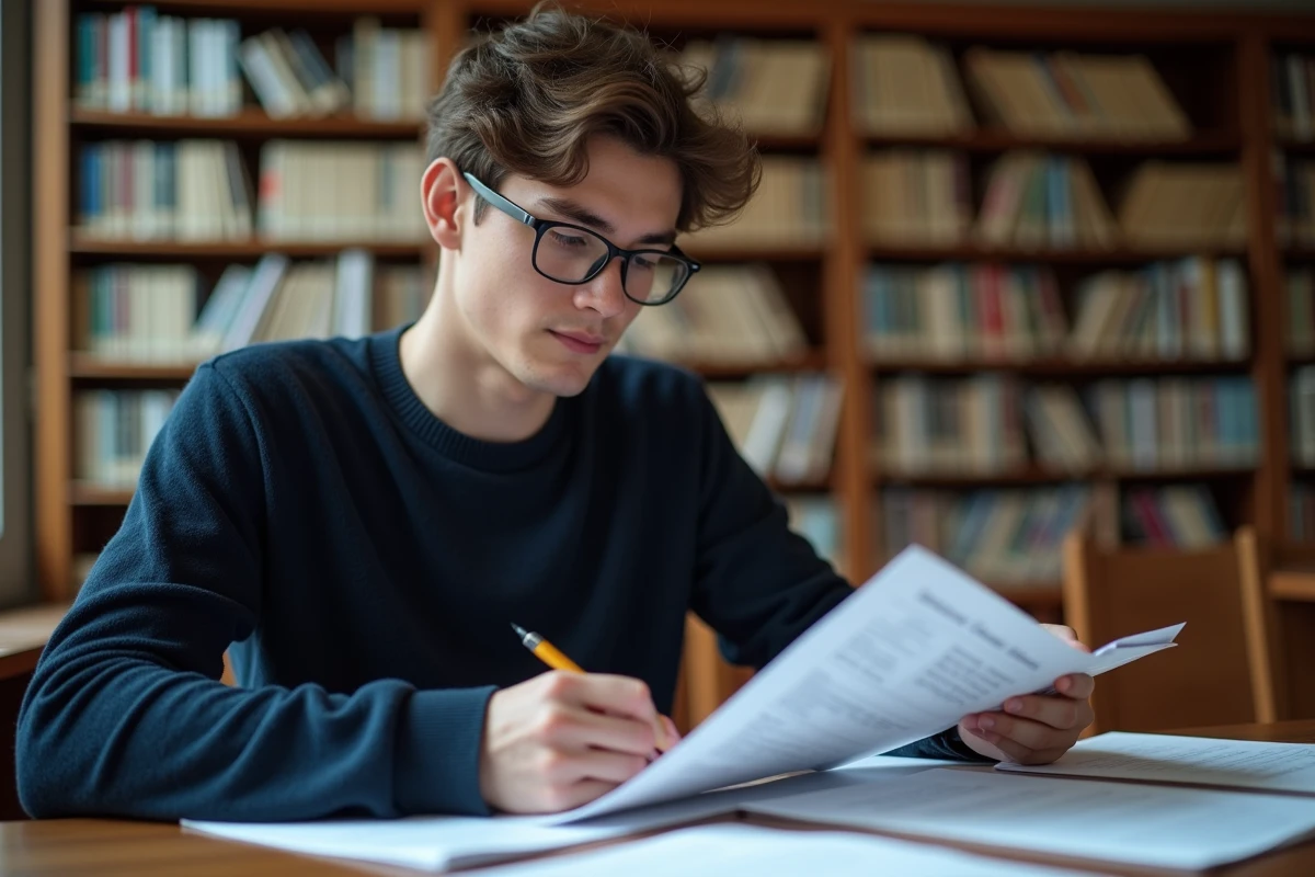 Jeune homme feuilletant des guides d