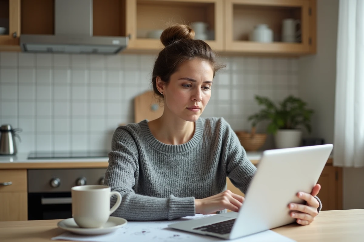 Parent consultant un portail éducatif ÉduConnect ou ENT sur tablette à domicile